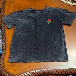 Eighty Eight Charcoal Tee with Red Rose Accent